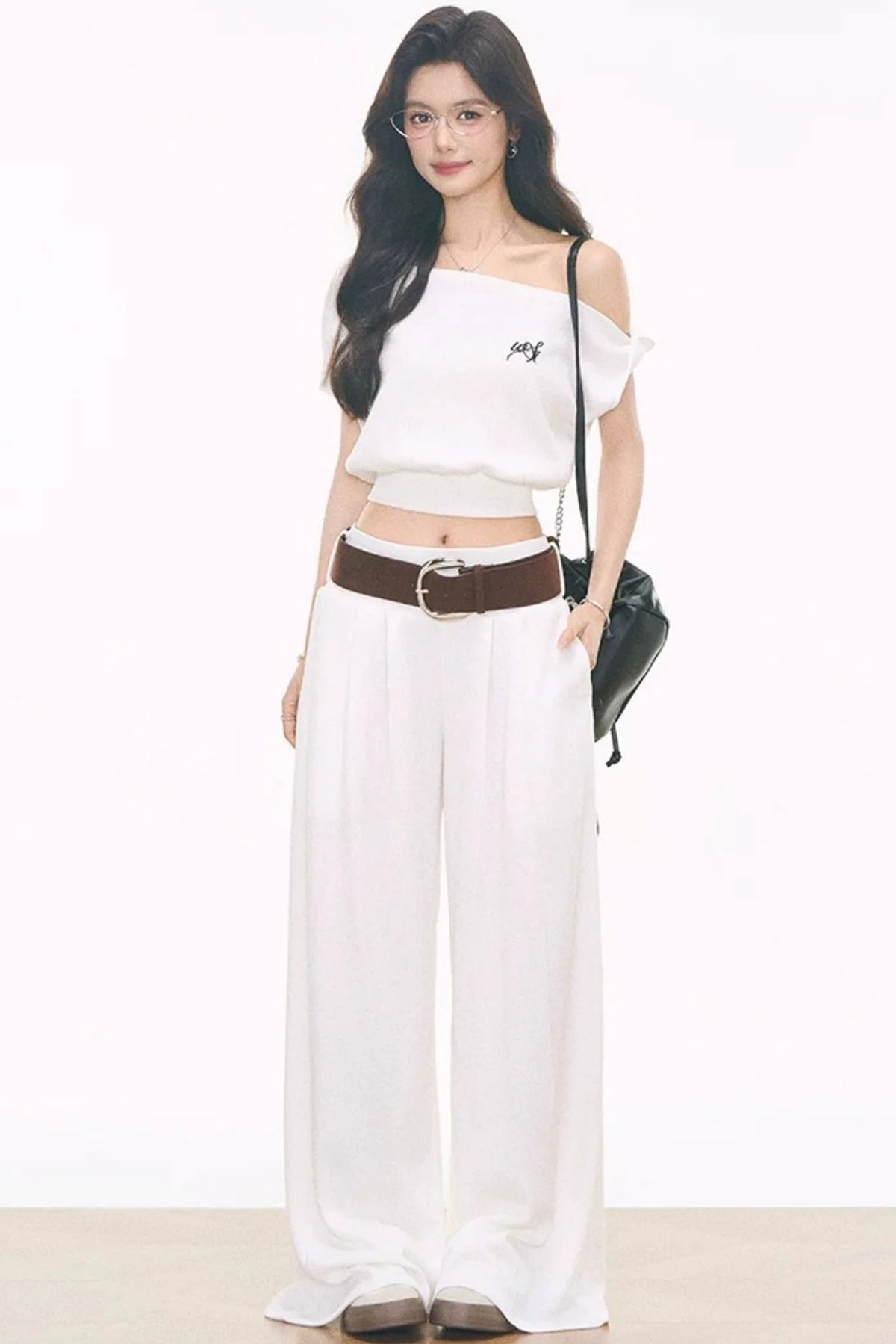 Waffle Knit One-Shoulder Set-Up