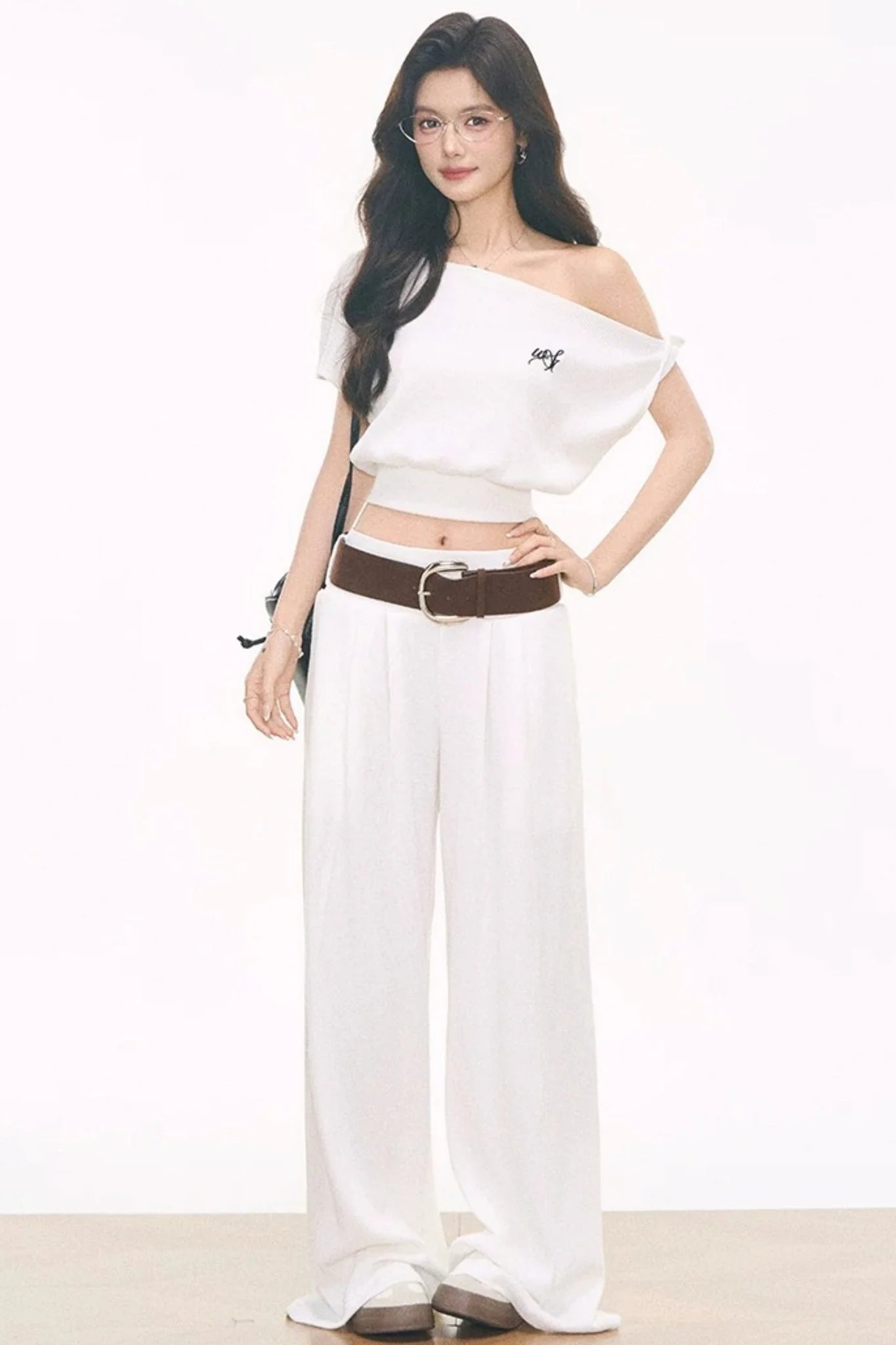 Waffle Knit One-Shoulder Set-Up