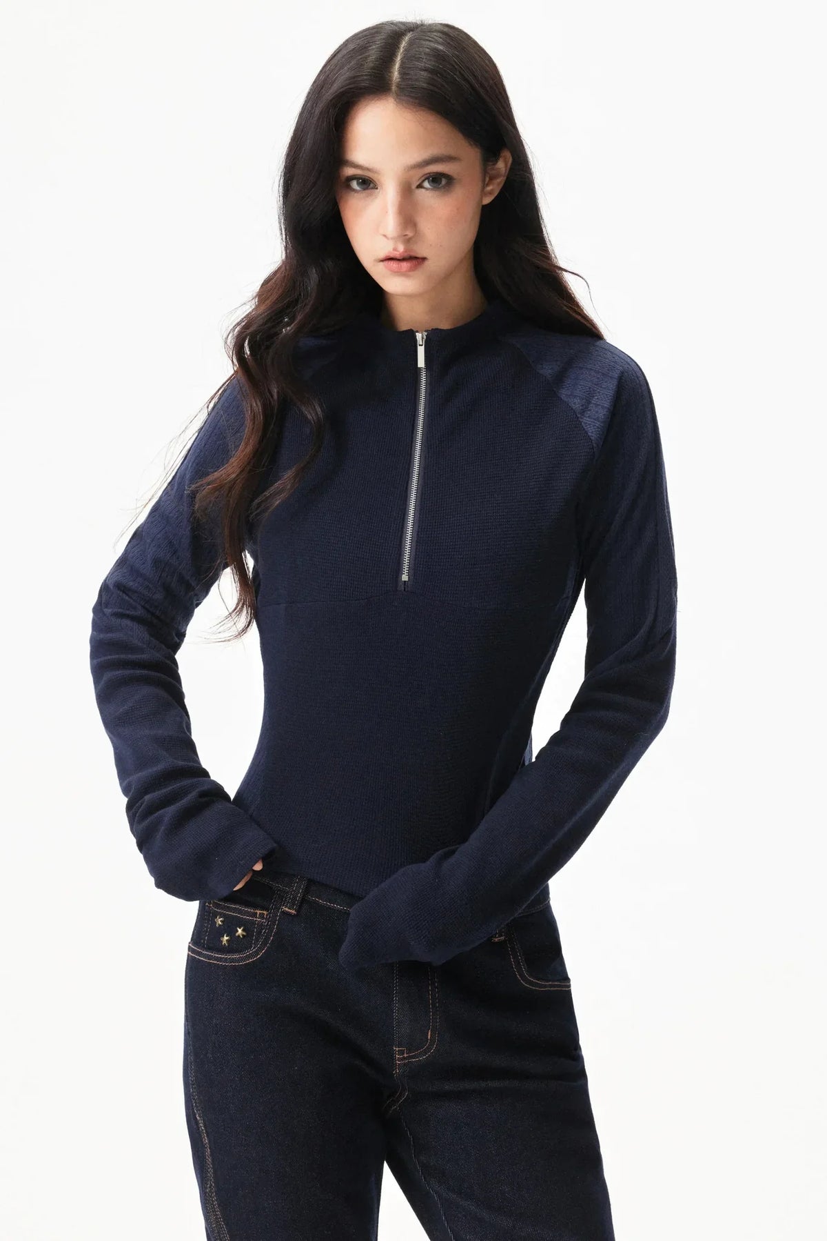 Waffle Patchwork Slim Top