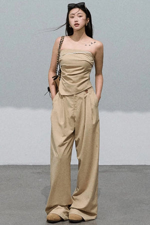 Waist-Cinched Wide-Leg Pants Set-Up