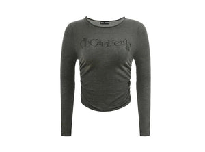 Waist-cinching crewneck knitted T-shirt