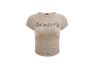 Waist-cinching crewneck knitted T-shirt