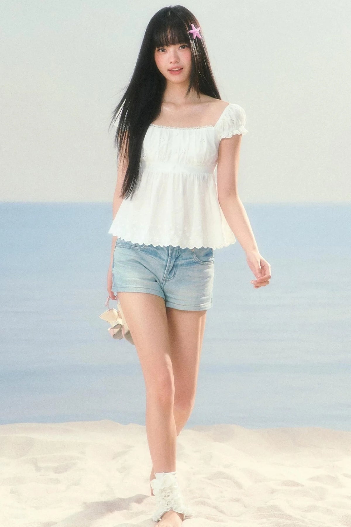 Waist-Cinching Jacquard Blouse