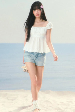Waist-Cinching Jacquard Blouse
