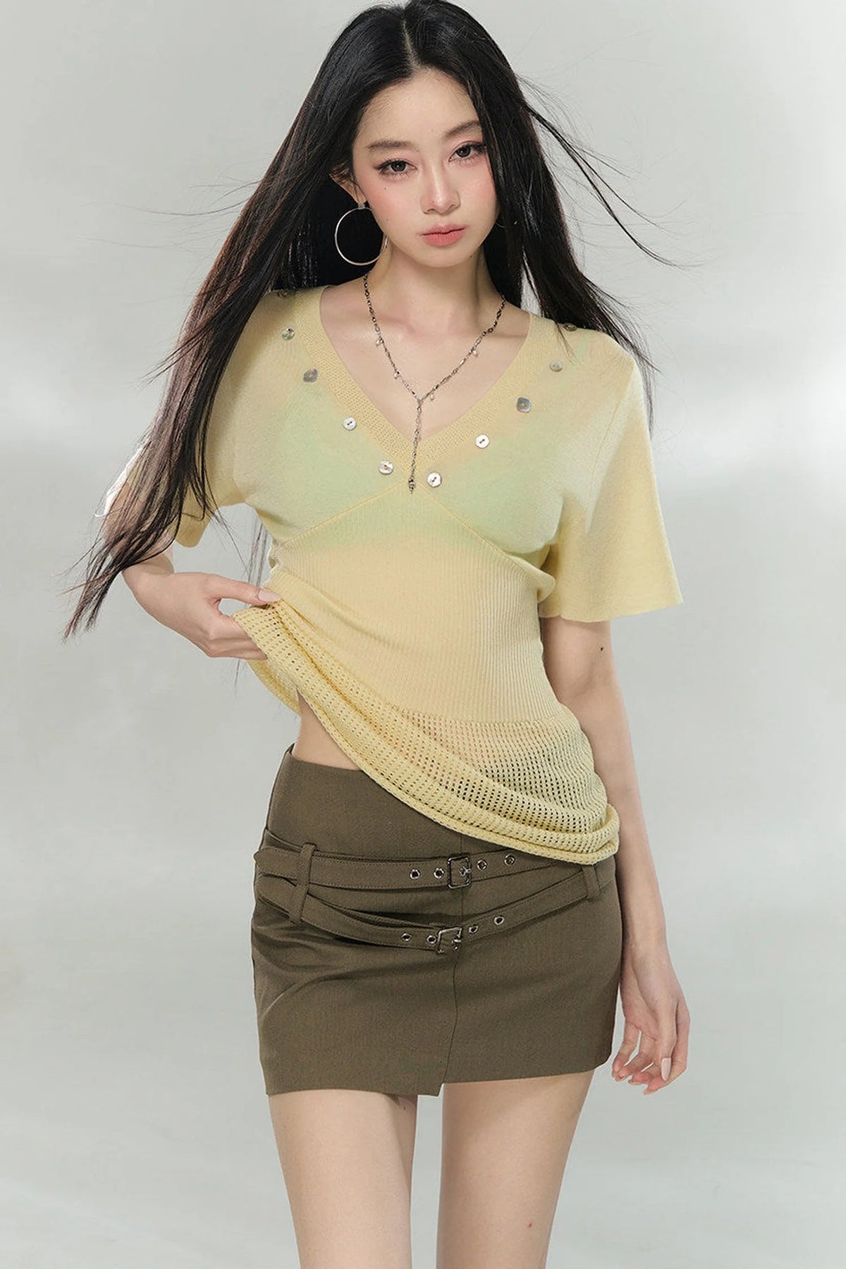 Waist-Cinching Knitted Top