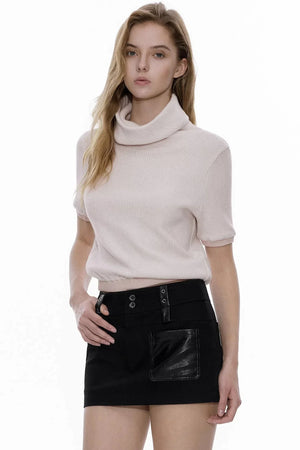 Waist-Cinching Patchwork Sweater