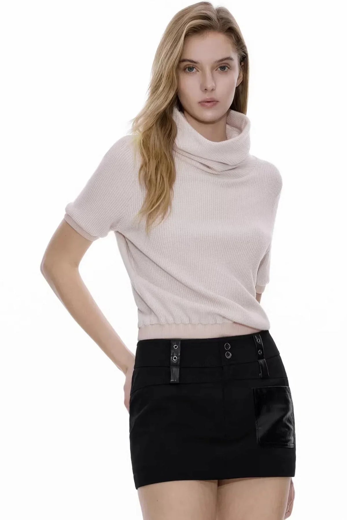 Waist-Cinching Patchwork Sweater