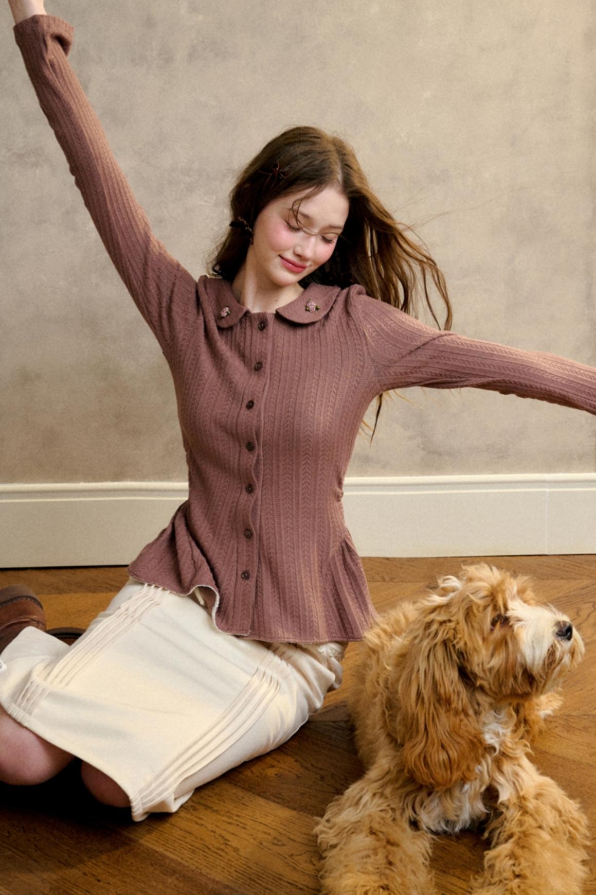 Warm Flower Knit Top