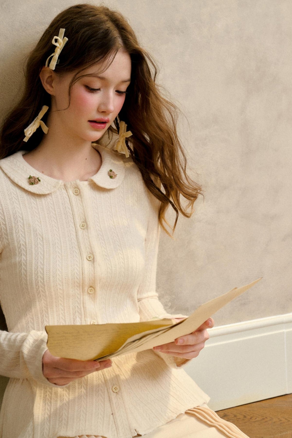 Warm Flower Knit Top