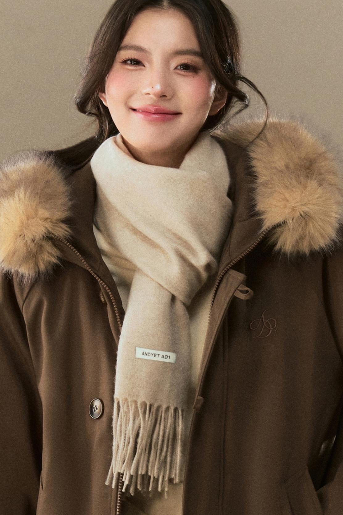 Warm High-Quality Wool Tassel Scarf