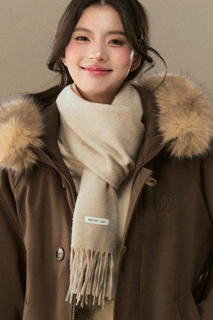 Warm High-Quality Wool Tassel Scarf