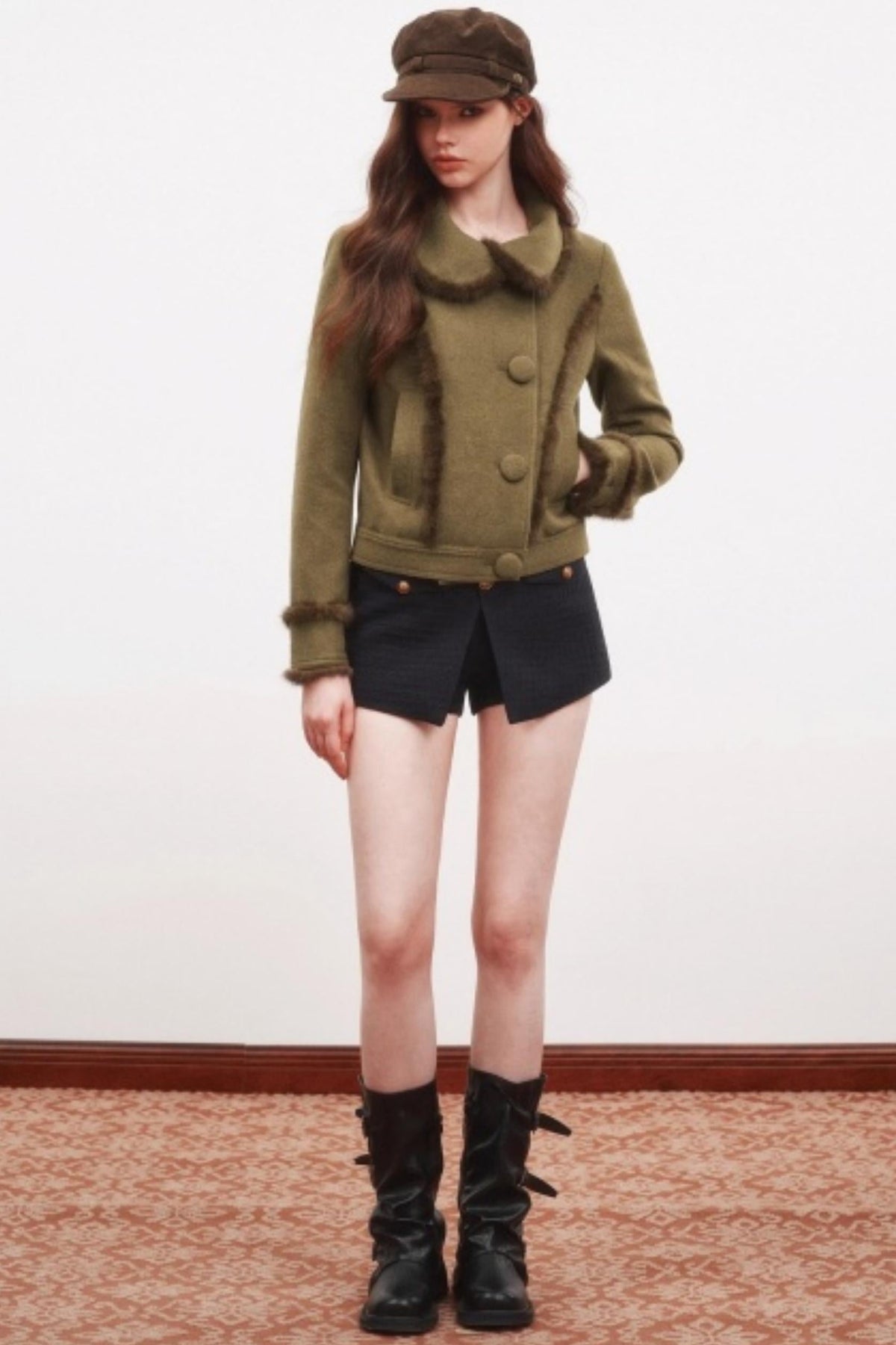 Warm Mink Fur Woolen Short Coat
