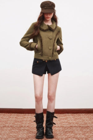 Warm Mink Fur Woolen Short Coat