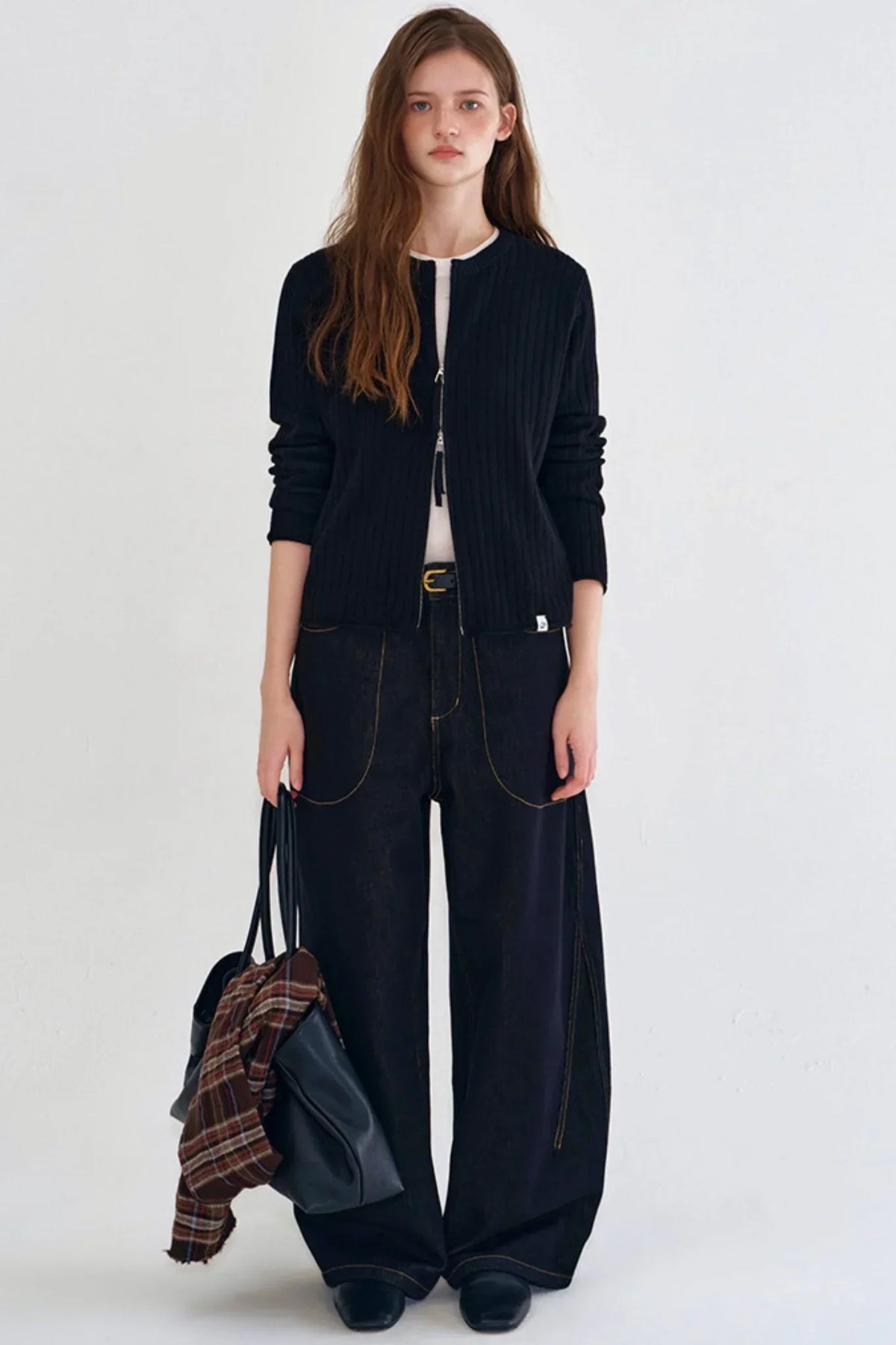 Washed Black Retro Denim Pants