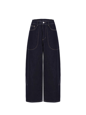 Washed Black Retro Denim Pants
