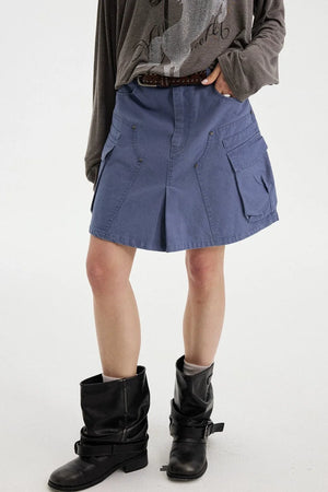 Washed Coffee Cargo A-Line Skirt