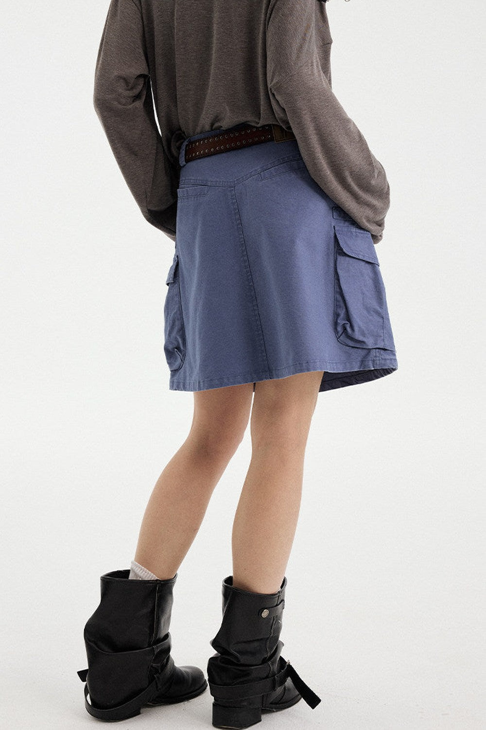 Washed Coffee Cargo A-Line Skirt