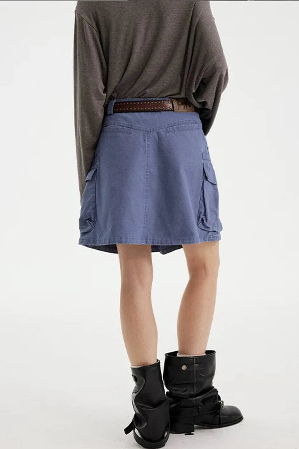 Washed Coffee Cargo A-Line Skirt