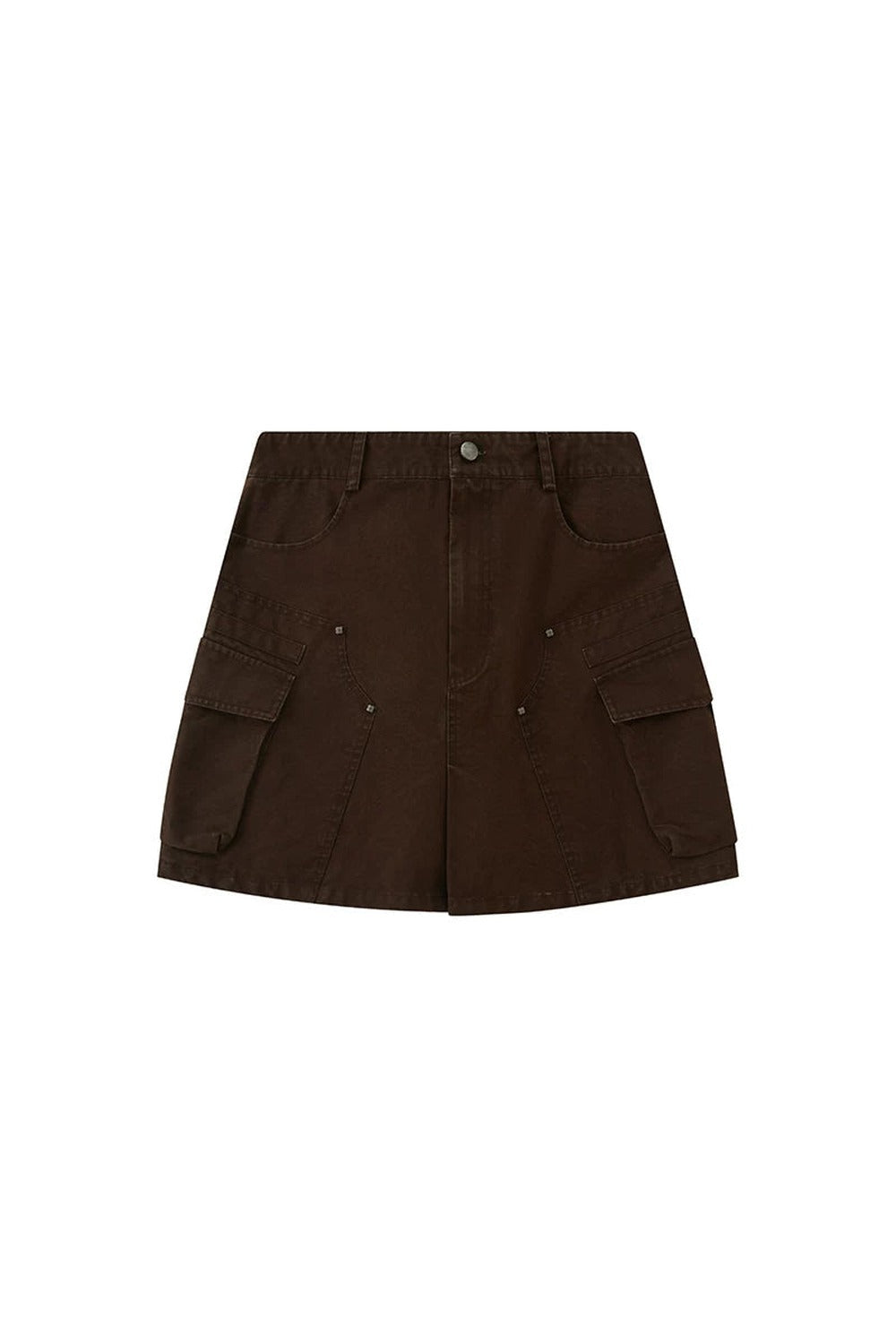 Washed Coffee Cargo A-Line Skirt