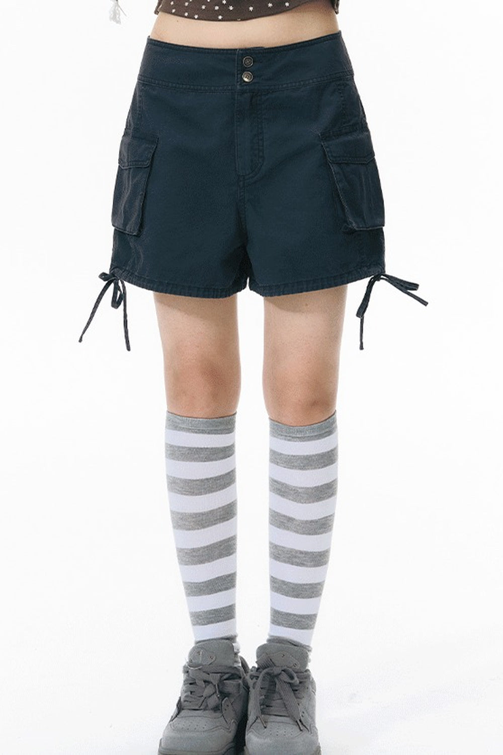 Washed Denim Cargo Shorts