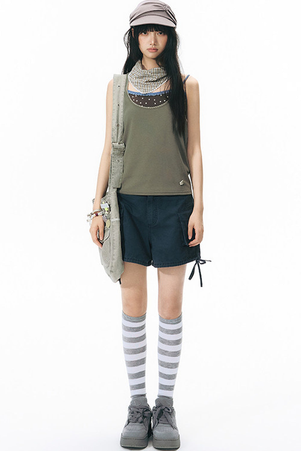 Washed Denim Cargo Shorts