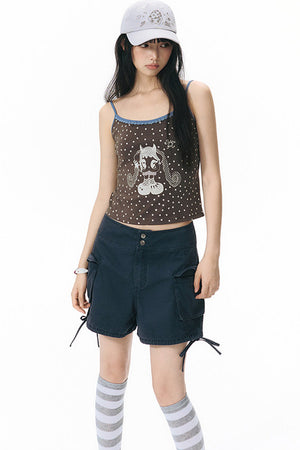Washed Denim Cargo Shorts