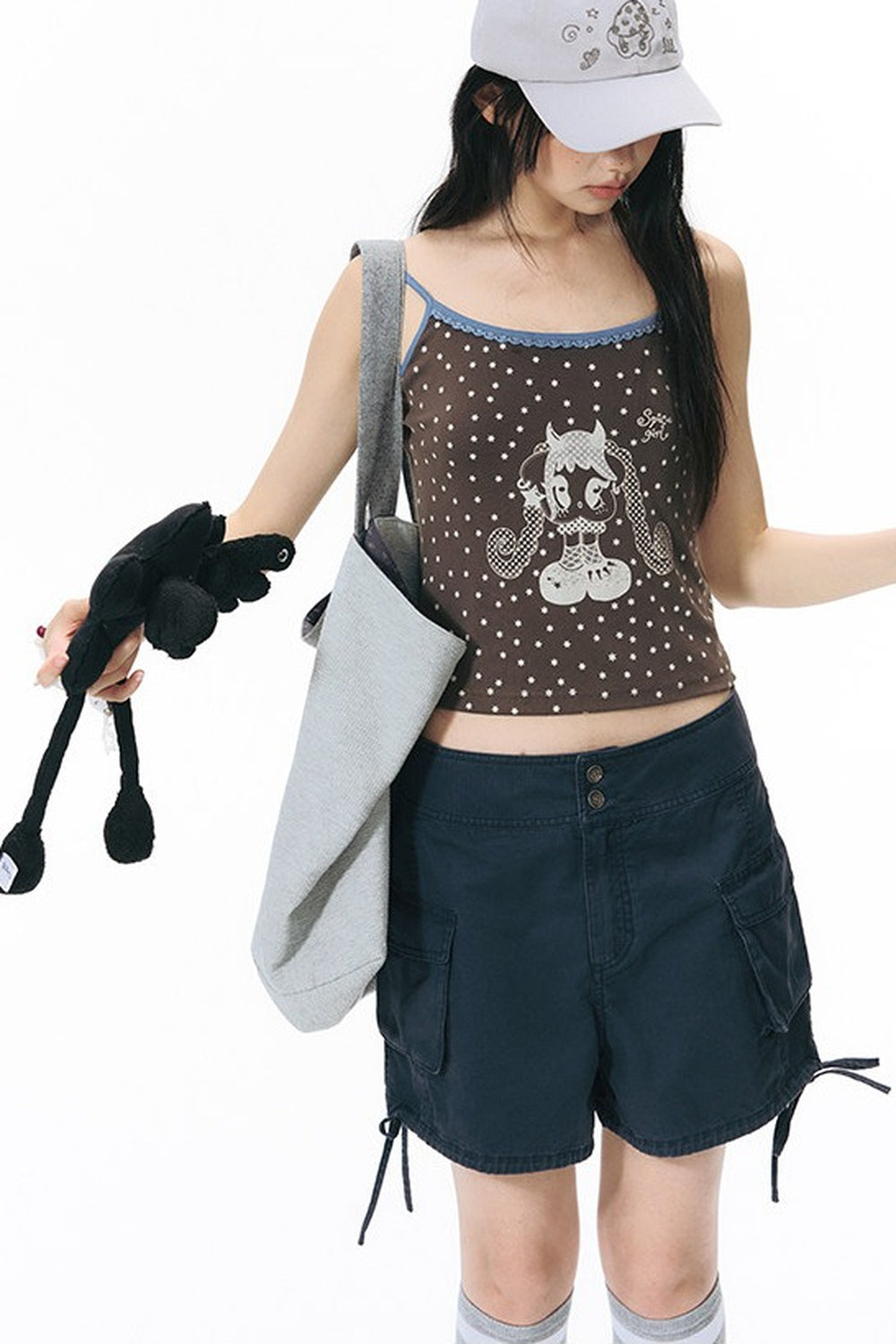 Washed Denim Cargo Shorts