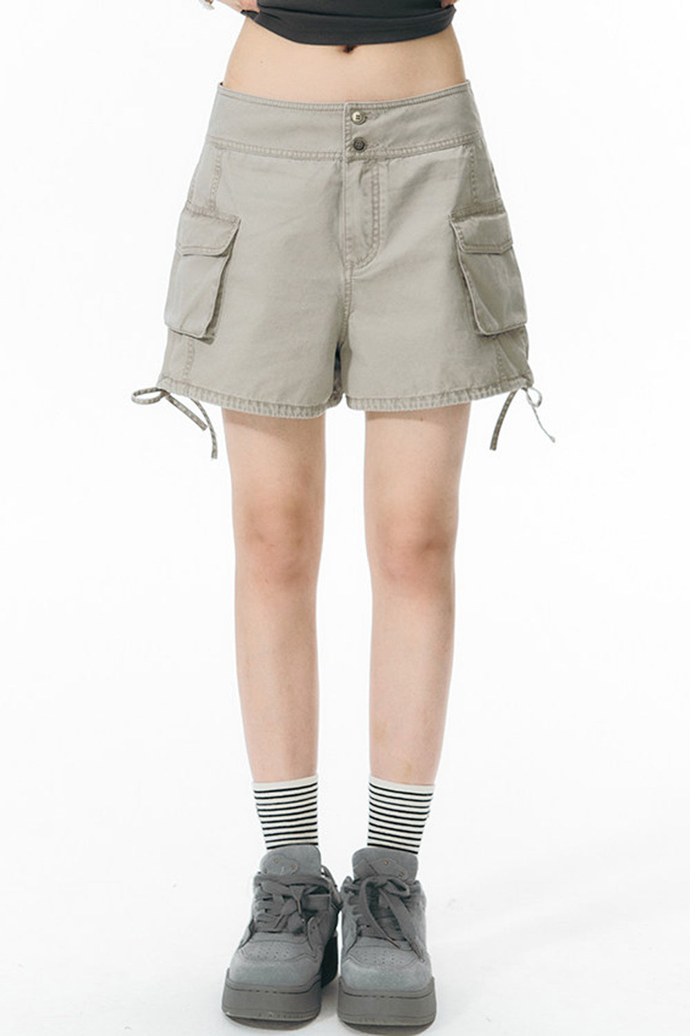 Washed Denim Cargo Shorts
