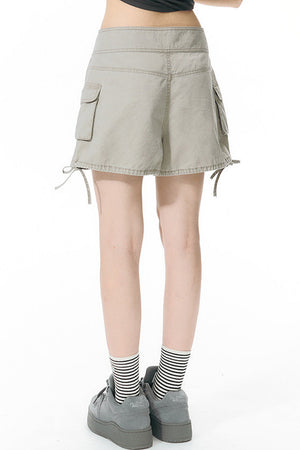 Washed Denim Cargo Shorts