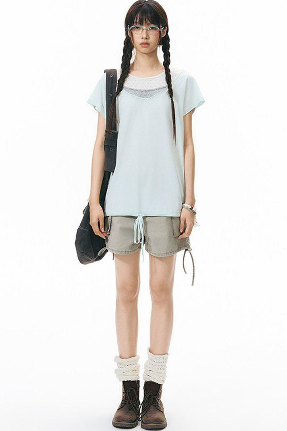 Washed Denim Cargo Shorts