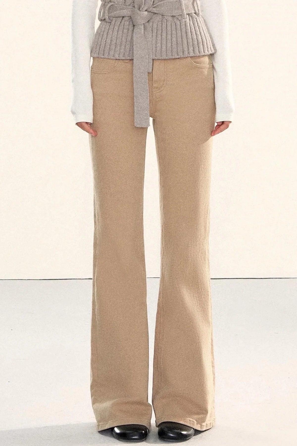 Washed Denim Flared Pants