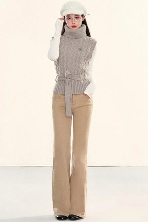 Washed Denim Flared Pants