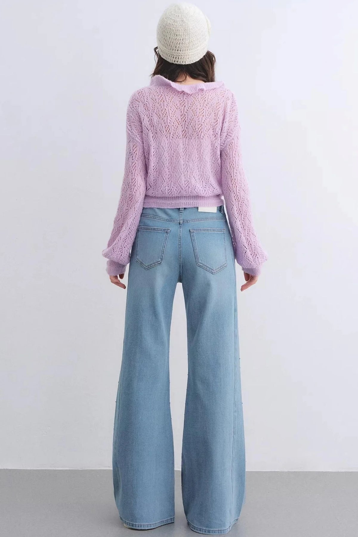 Washed Rhinestone Flared Pants