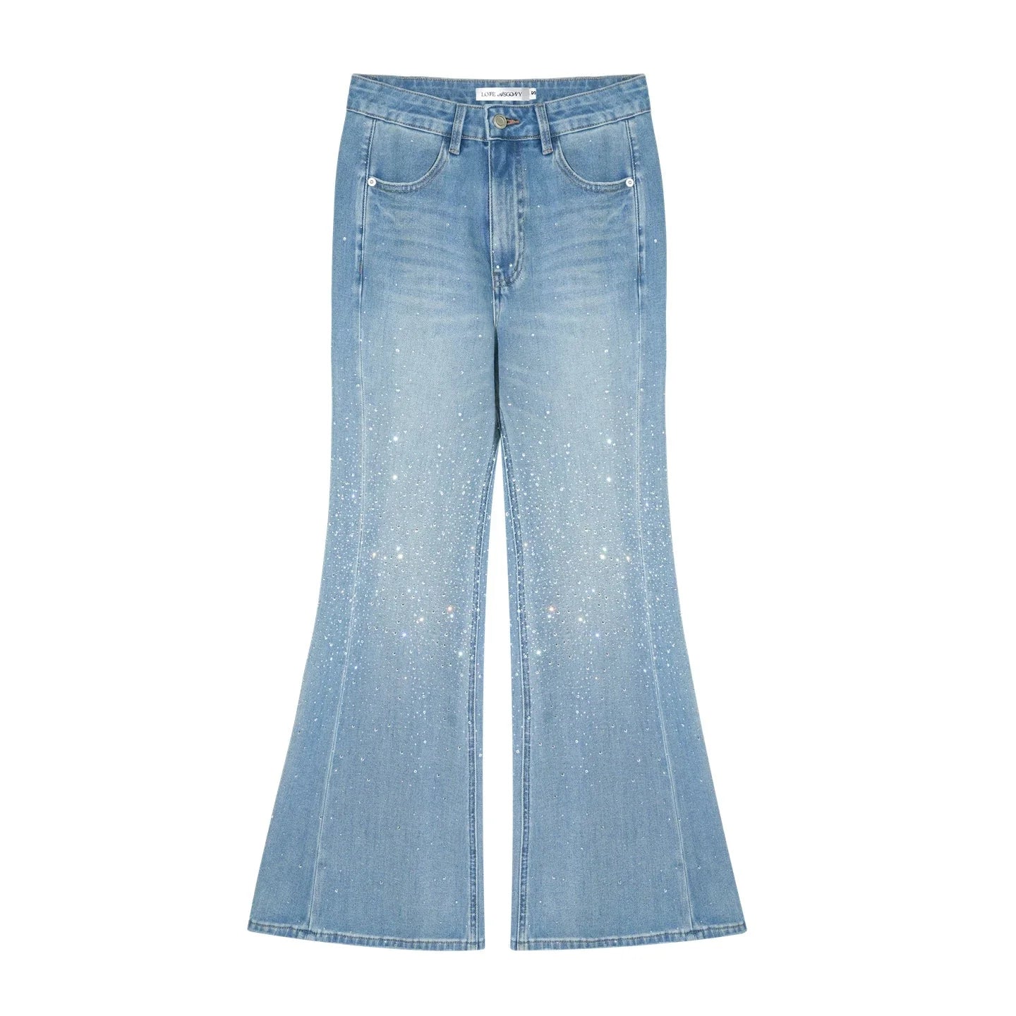 Washed Rhinestone Flared Pants