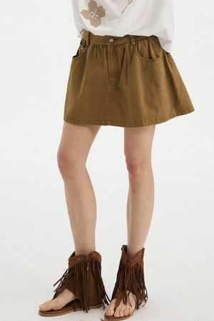 Washed Vintage Pleated Skirt