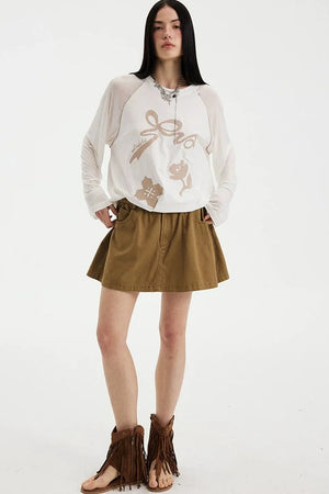 Washed Vintage Pleated Skirt