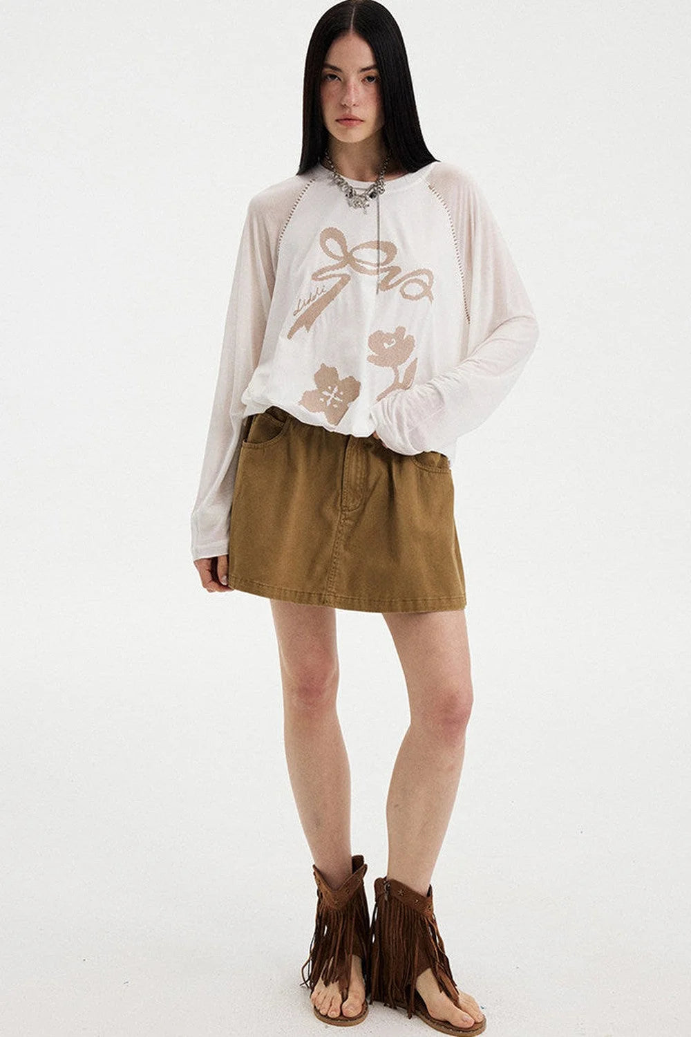 Washed Vintage Pleated Skirt
