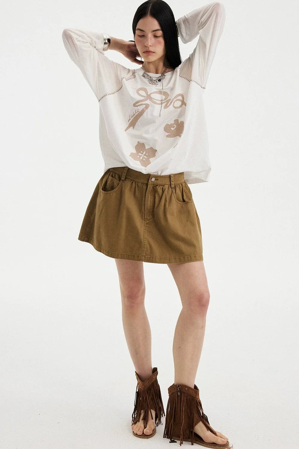 Washed Vintage Pleated Skirt
