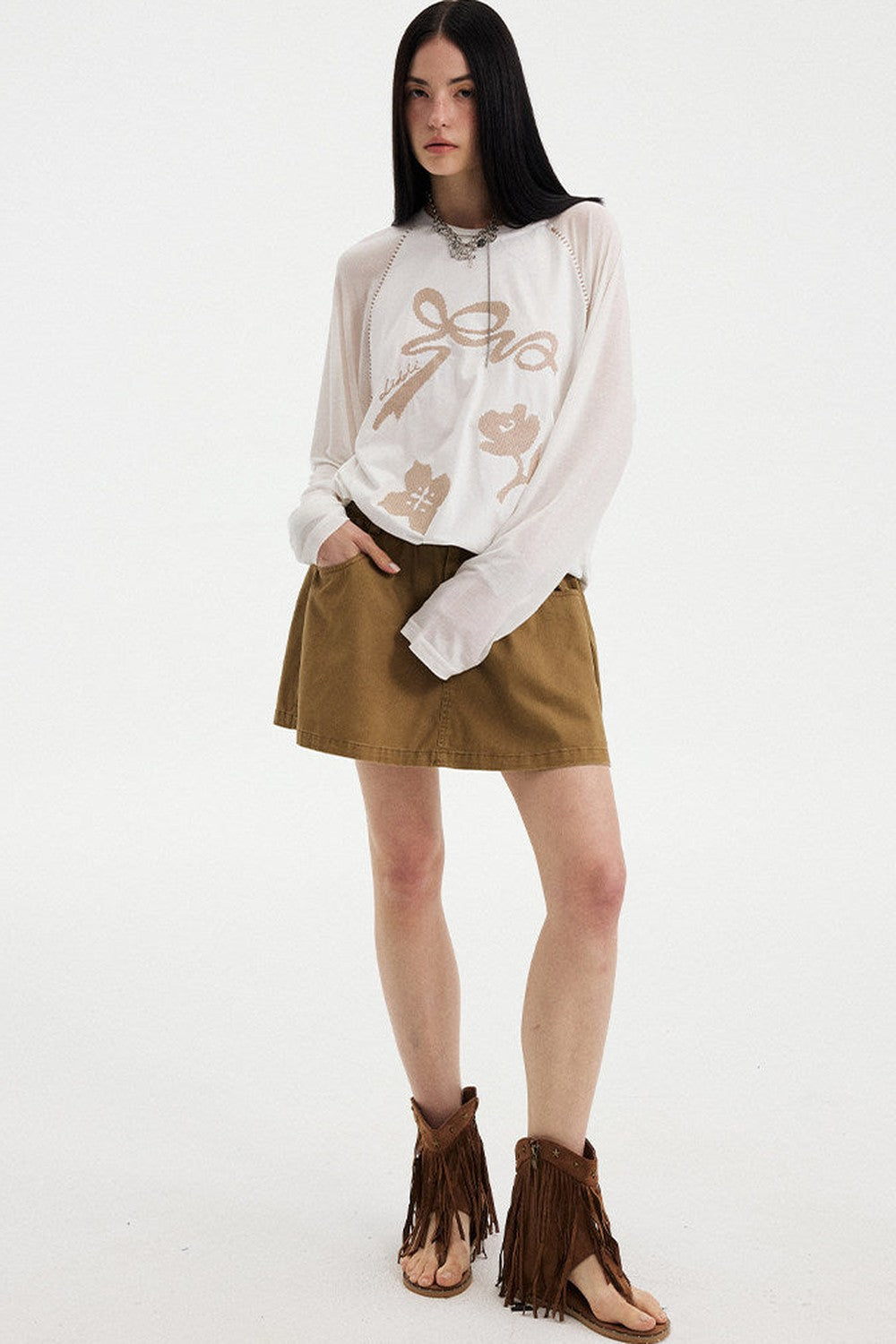 Washed Vintage Pleated Skirt