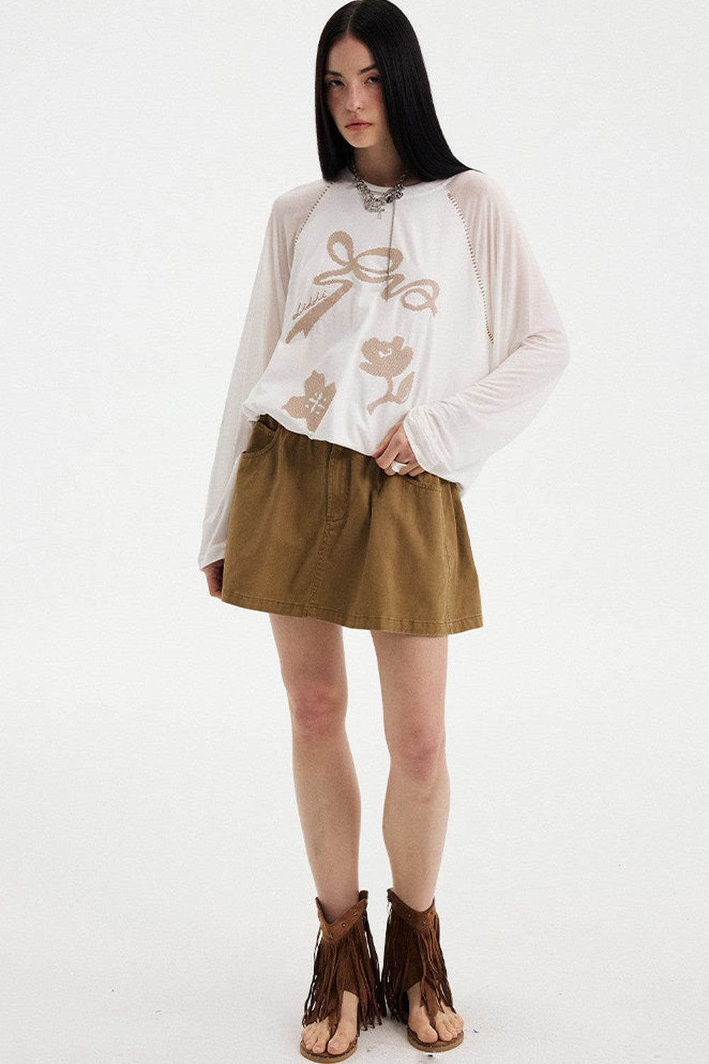 Washed Vintage Pleated Skirt