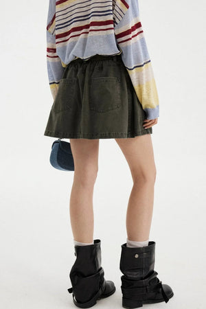 Washed Vintage Pleated Skirt