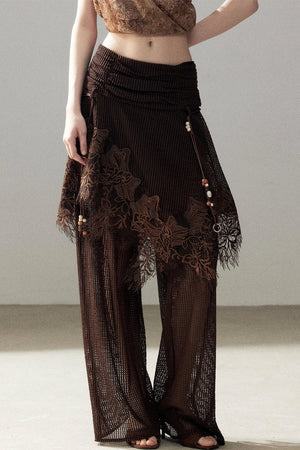 Wasteland Hollow-Out Wide-Leg Pants