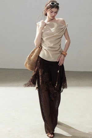 Wasteland Hollow-Out Wide-Leg Pants