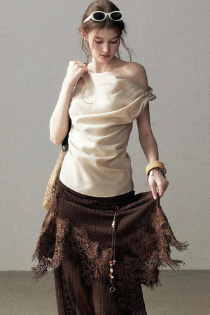 Wasteland Hollow-Out Wide-Leg Pants
