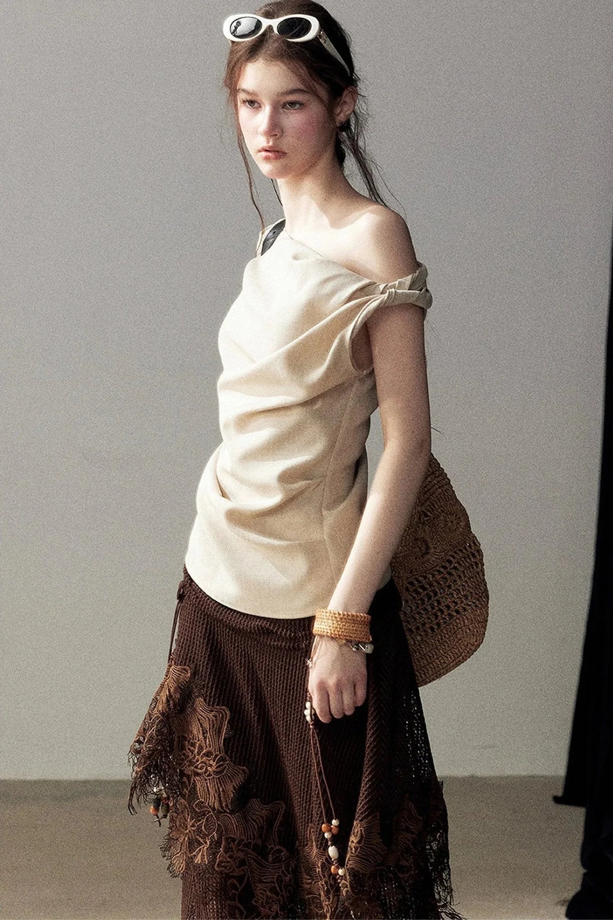 Wasteland Hollow-Out Wide-Leg Pants