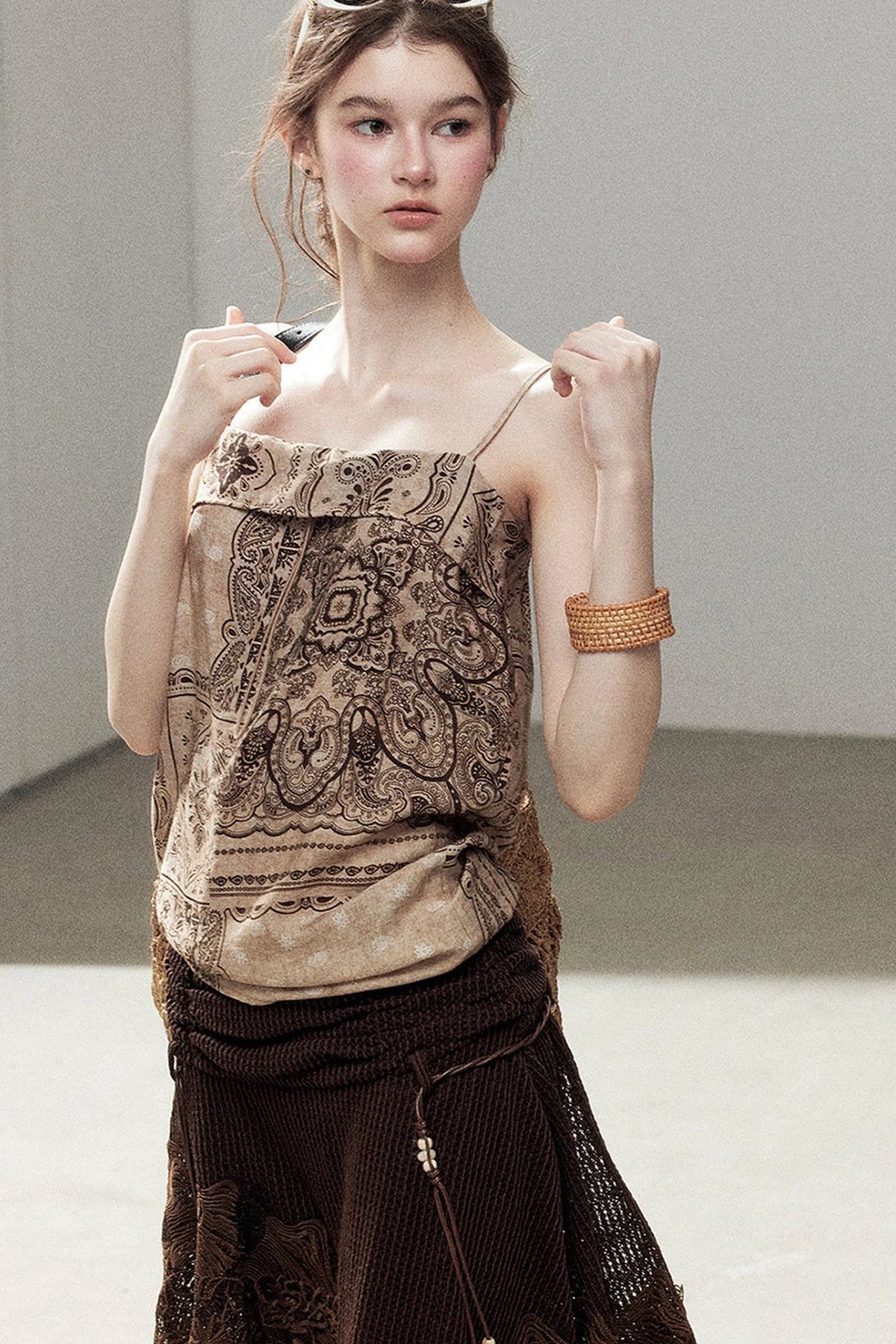 Wasteland Hollow-Out Wide-Leg Pants