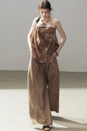 Wasteland Style Sleeveless Top and Brown Trousers Set-Up