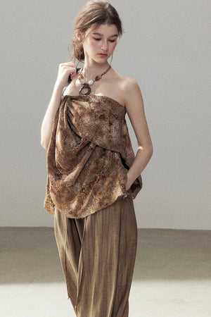 Wasteland Style Sleeveless Top and Brown Trousers Set-Up