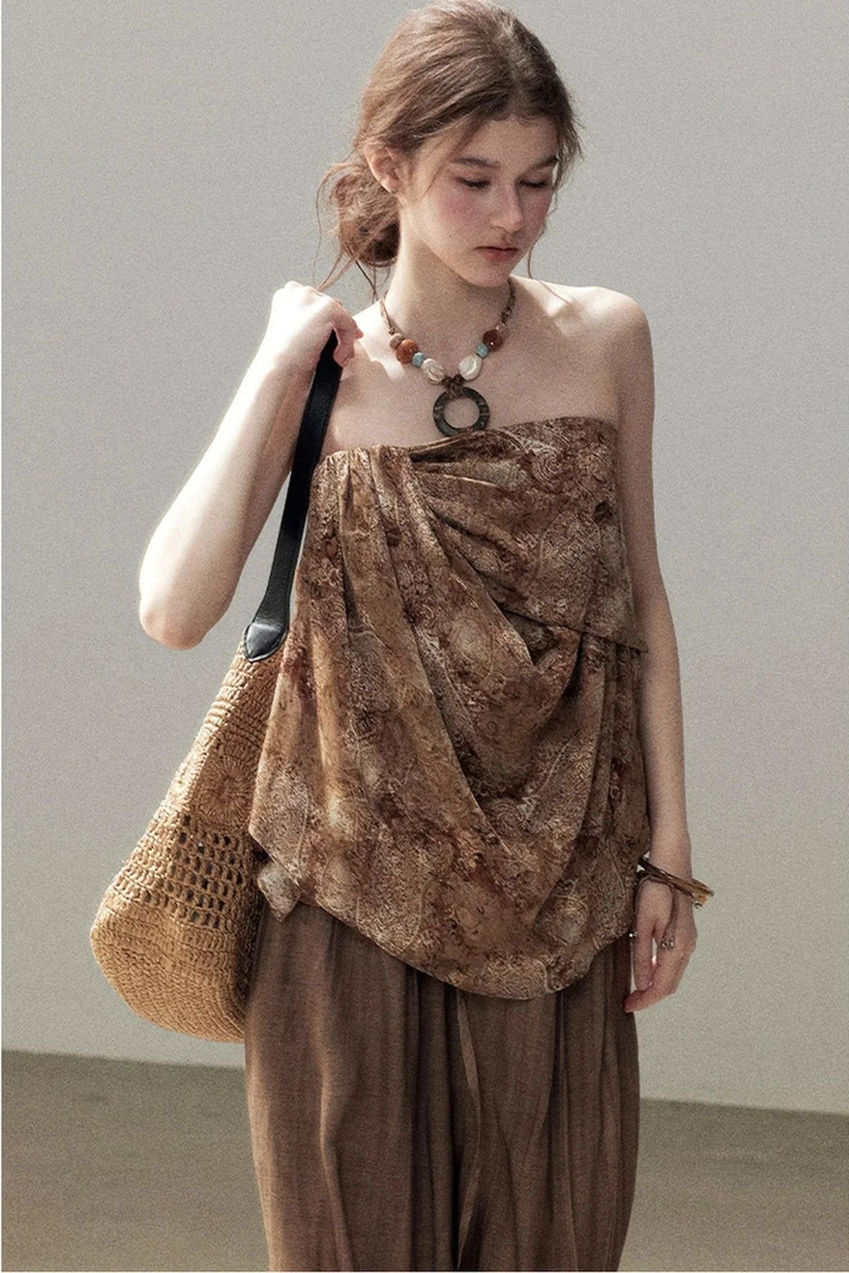 Wasteland Style Sleeveless Top and Brown Trousers Set-Up