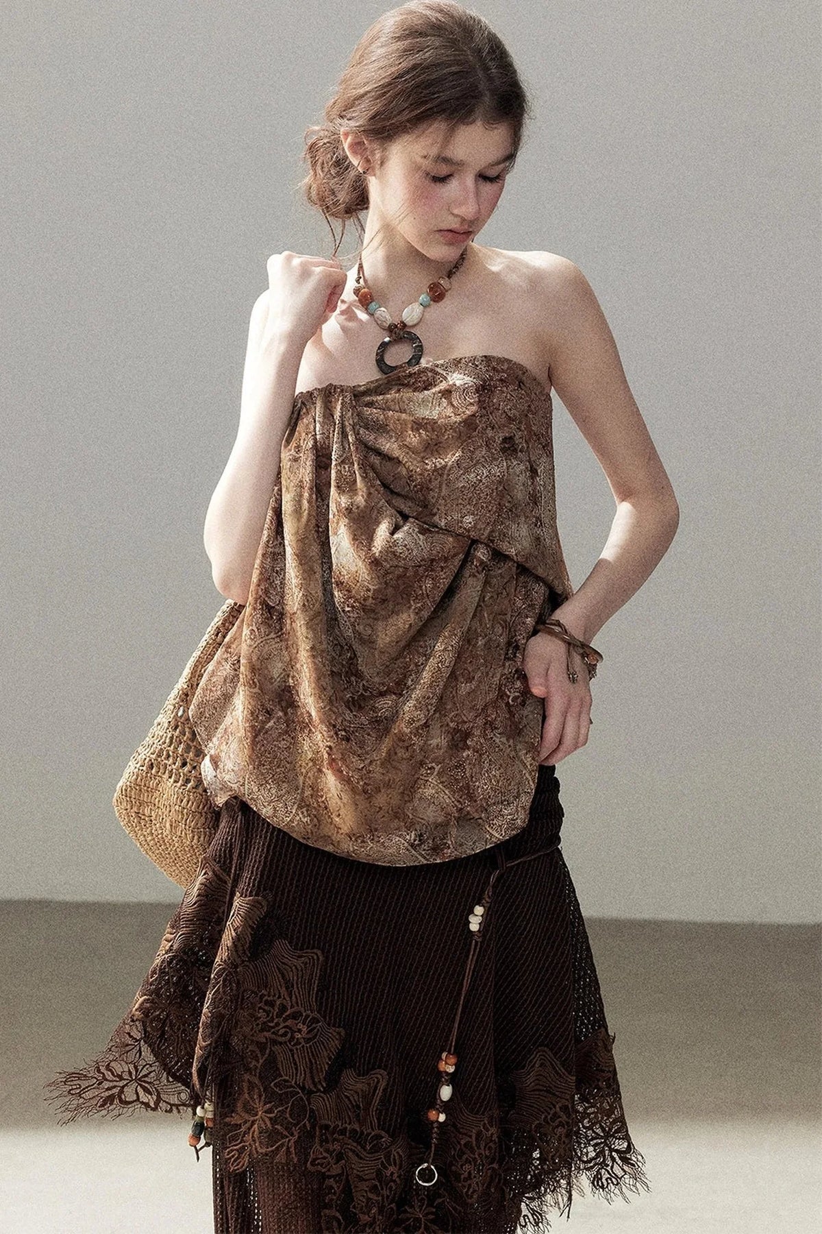 Wasteland Style Sleeveless Top and Brown Trousers Set-Up